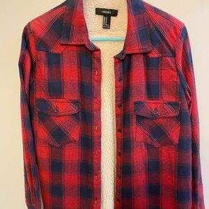 Flannel shirt with fur